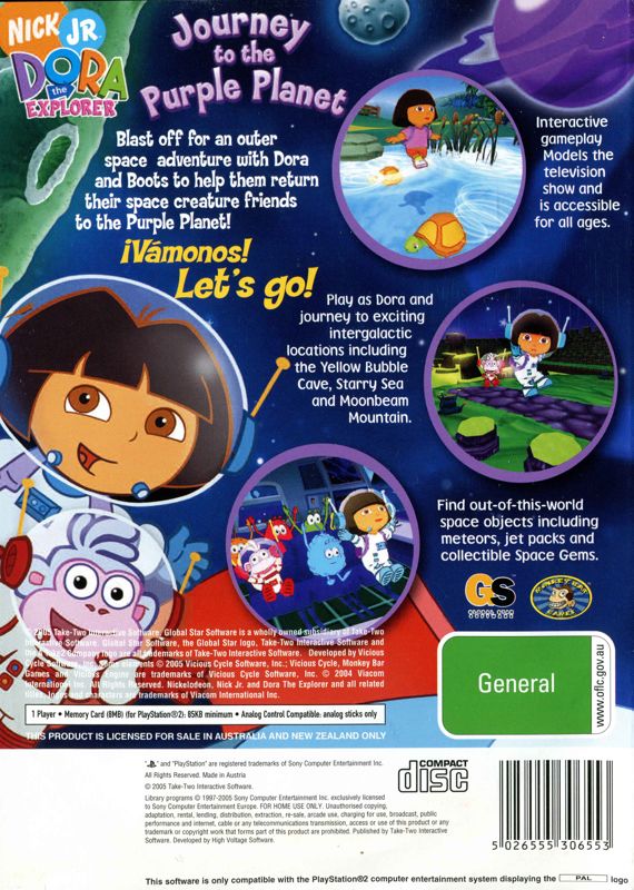 Back Cover for Dora the Explorer: Journey to the Purple Planet (PlayStation 2)