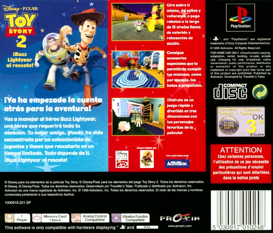 Back Cover for Disney•Pixar Toy Story 2: Buzz Lightyear to the Rescue! (PlayStation)
