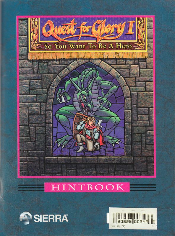 Extras for Quest for Glory I: So You Want To Be A Hero (DOS): Official Hint Book - Front