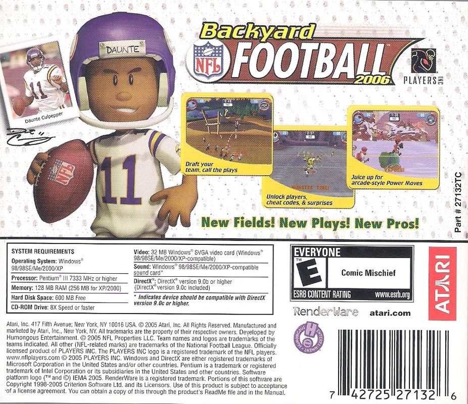 Back Cover for Backyard Football 2006 (Windows)