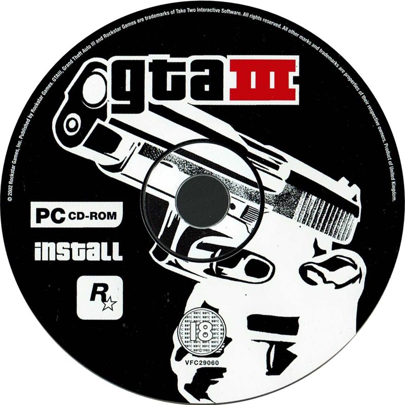 Media for Grand Theft Auto III (Windows): Install Disc