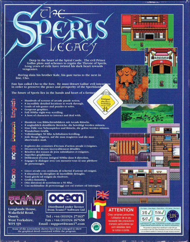 Back Cover for The Speris Legacy (Amiga CD32)