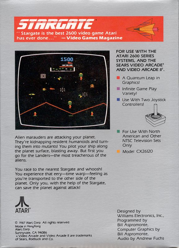 Back Cover for Stargate (Atari 2600)