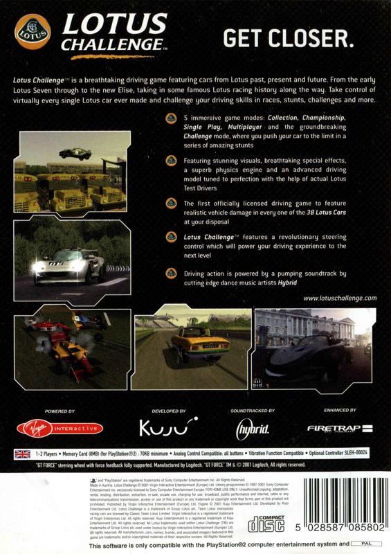 Back Cover for Lotus Challenge (PlayStation 2)