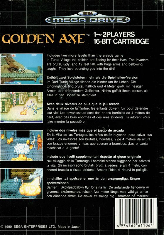 Back Cover for Golden Axe (Genesis)