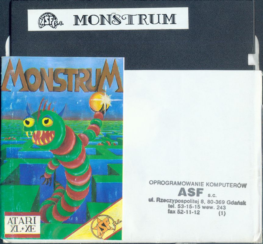 Media for Monstrum (Atari 8-bit) (5.25" disk release): Sleeve Front + Media