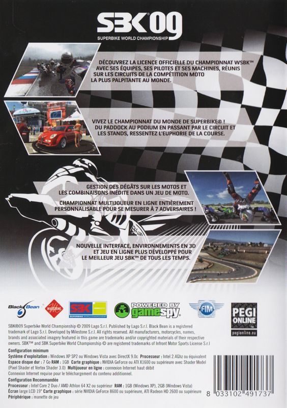 Back Cover for SBK 09: Superbike World Championship (Windows)