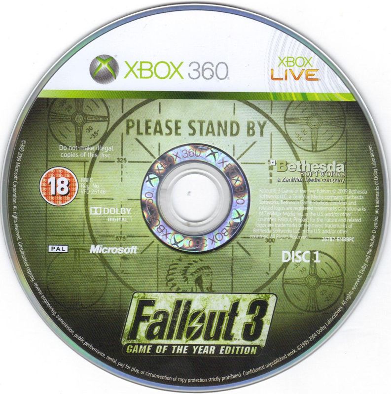 Media for Fallout 3: Game of the Year Edition (Xbox 360): Disk 1