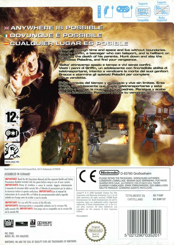 Back Cover for Jumper: Griffin's Story (Wii)
