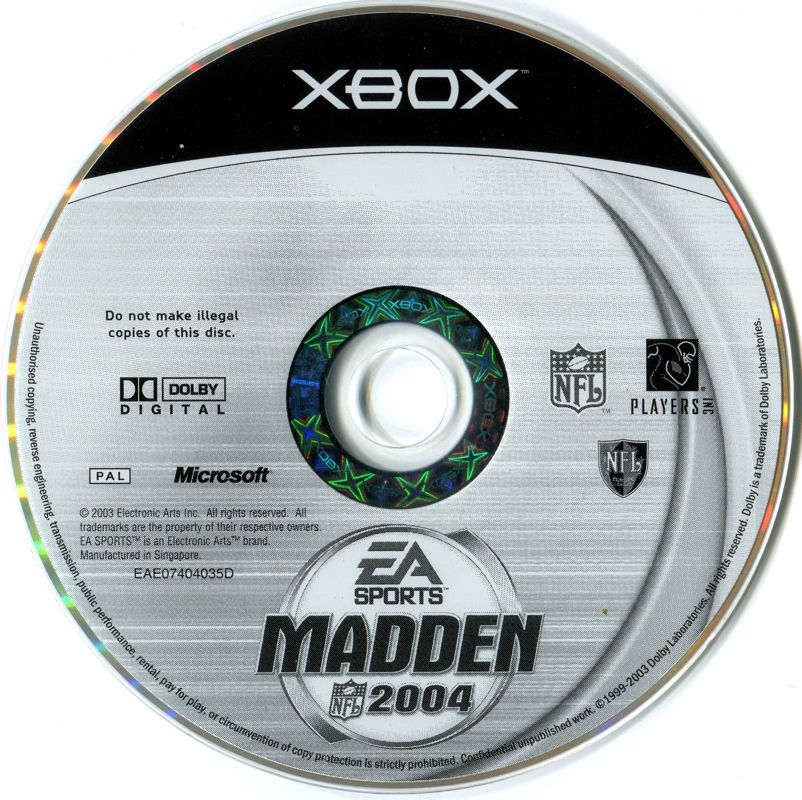 Madden NFL 2004 cover or packaging material - MobyGames