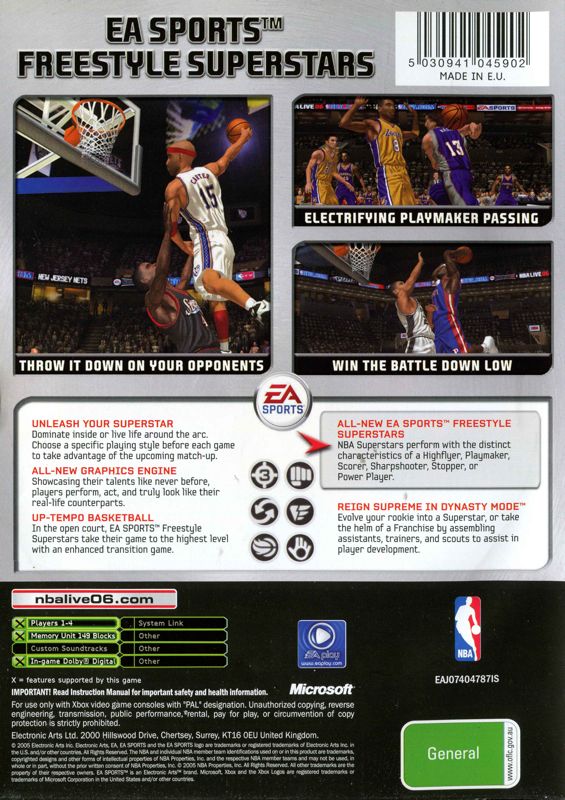 Back Cover for NBA Live 06 (Xbox)