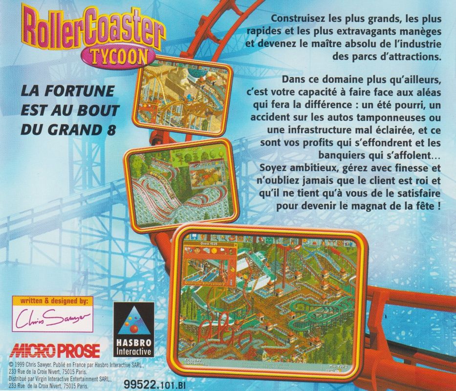 Other for RollerCoaster Tycoon (Windows): Jewel Case - Back