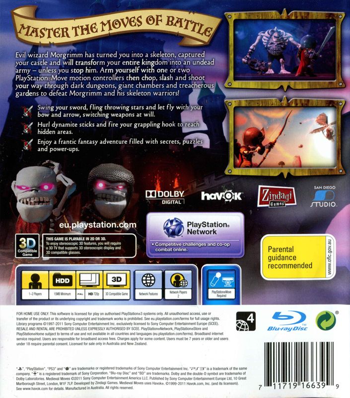 Back Cover for Medieval Moves: Deadmund's Quest (PlayStation 3)