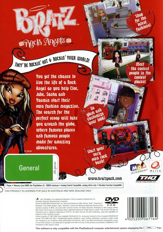 Back Cover for Bratz Rock Angelz (PlayStation 2)