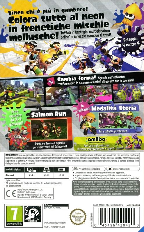 Back Cover for Splatoon 2 (Nintendo Switch)
