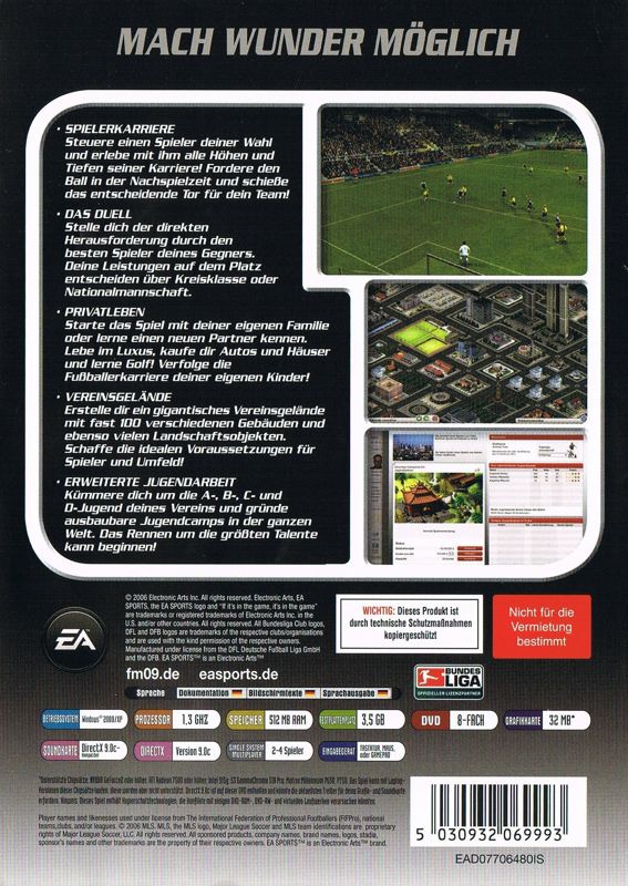 Back Cover for FIFA Manager 07 (Windows) (EA Most Wanted release)