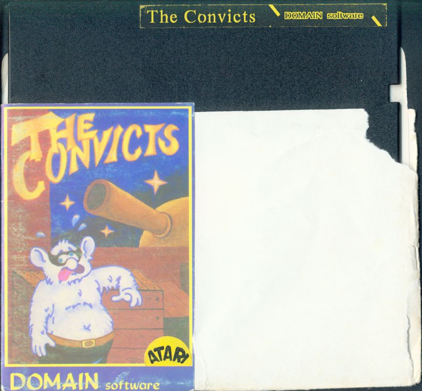 Media for The Convicts (Atari 8-bit) (5.25" disk release - alternate): Sleeve Front + Media