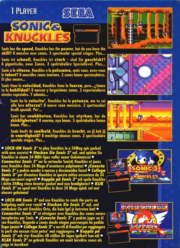 Back Cover for Sonic & Knuckles (Genesis)