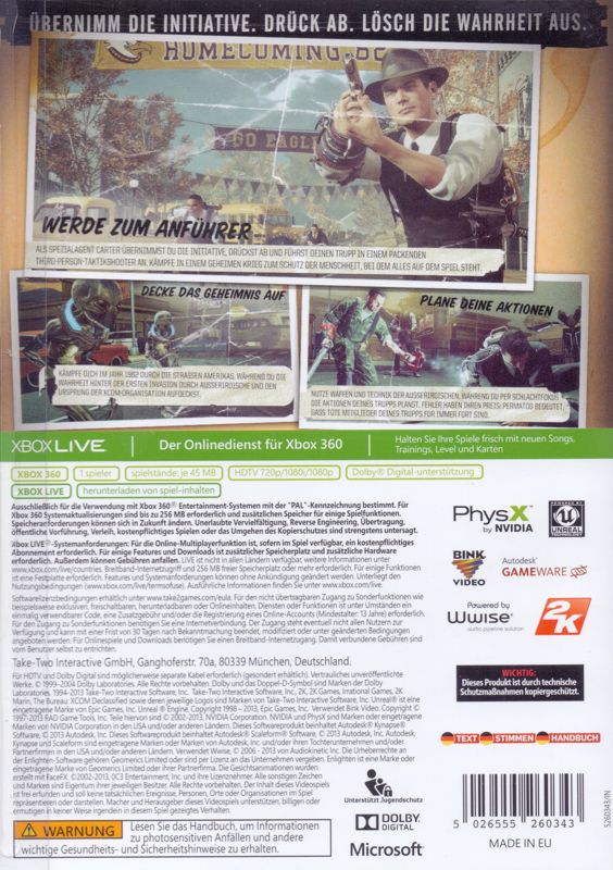 Back Cover for The Bureau: XCOM Declassified (Xbox 360) (Saturn special release)