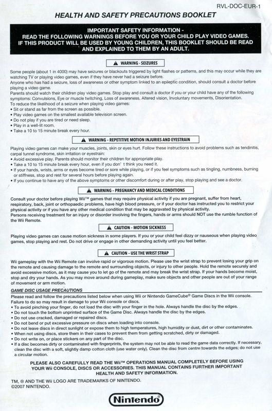 Extras for Boogie SuperStar (Wii): Health and safety information flyer - front