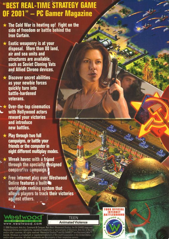 Back Cover for Command & Conquer: Red Alert 2 (Windows) (Small Box)