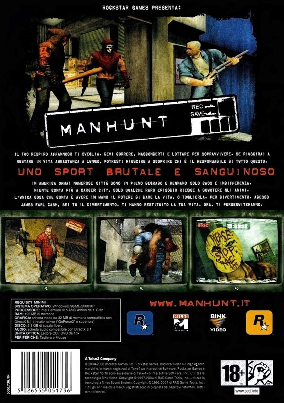 Back Cover for Manhunt (Windows)