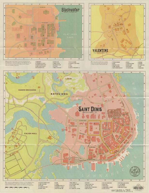 Saint Denis Map Poster Blackwater Map Print 80x100cm For Red Dead  Redemption 2