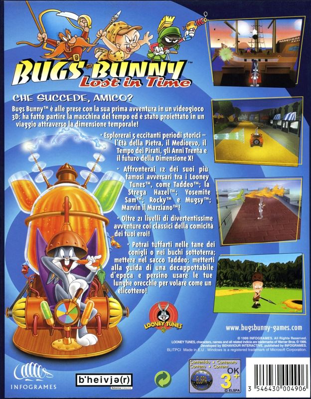 Back Cover for Bugs Bunny: Lost in Time (Windows)