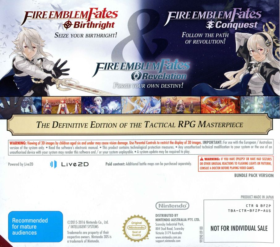 Fire Emblem Fates Limited Edition Cover Or Packaging Material Mobygames