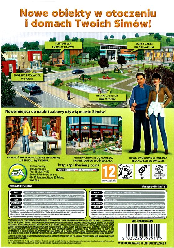 Back Cover for The Sims 3: Town Life Stuff (Macintosh and Windows)