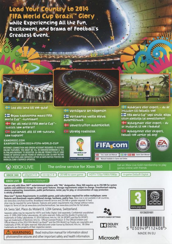 Back Cover for 2014 FIFA World Cup Brazil (Xbox 360)