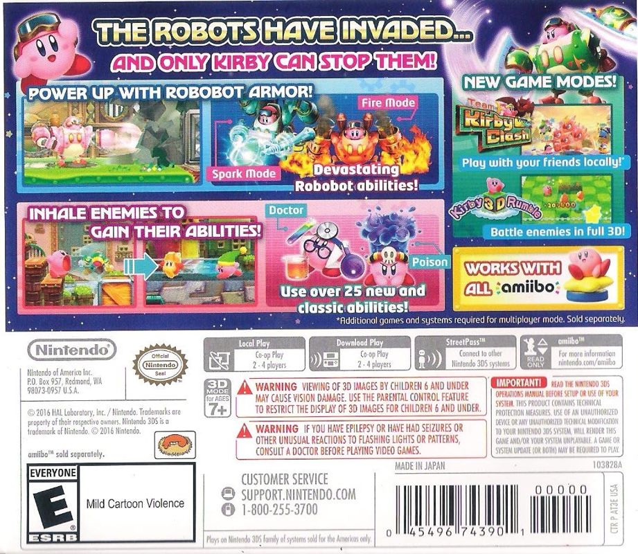 Back Cover for Kirby: Planet Robobot (Nintendo 3DS)
