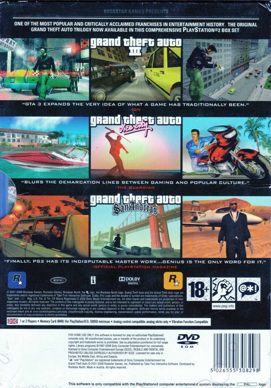 Back Cover for Grand Theft Auto: The Trilogy (PlayStation 2)