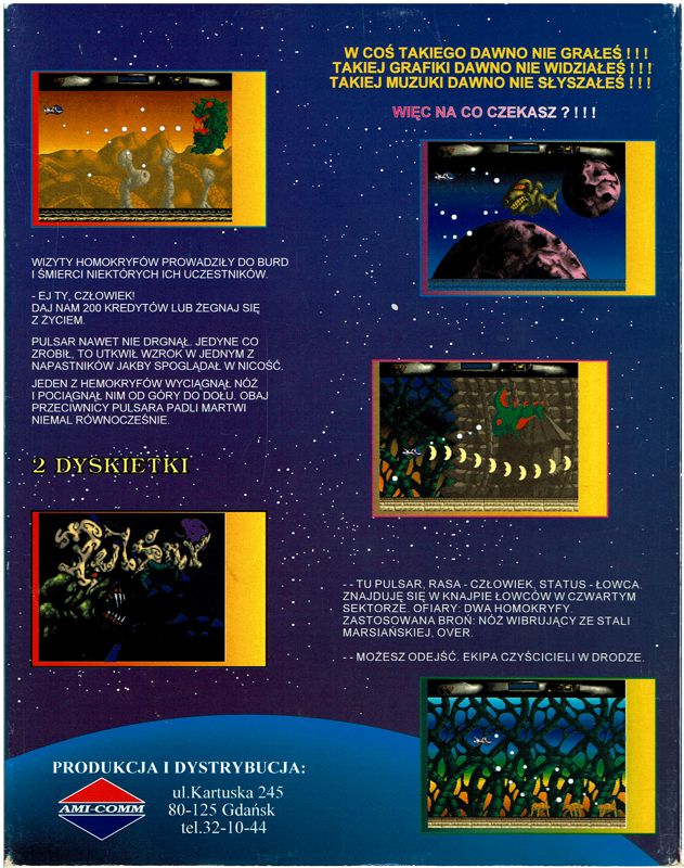 Back Cover for Pulsar (Amiga)
