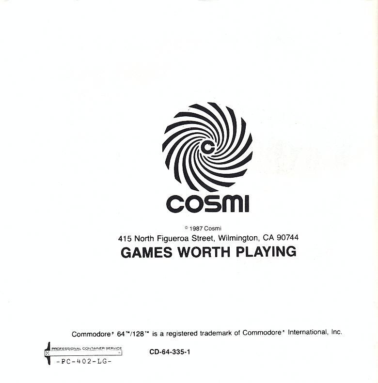 Manual for Defcon 5 (Commodore 64): Back