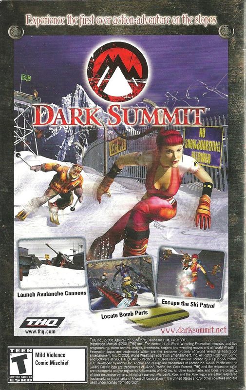 Manual for WWF Raw (Xbox): Back