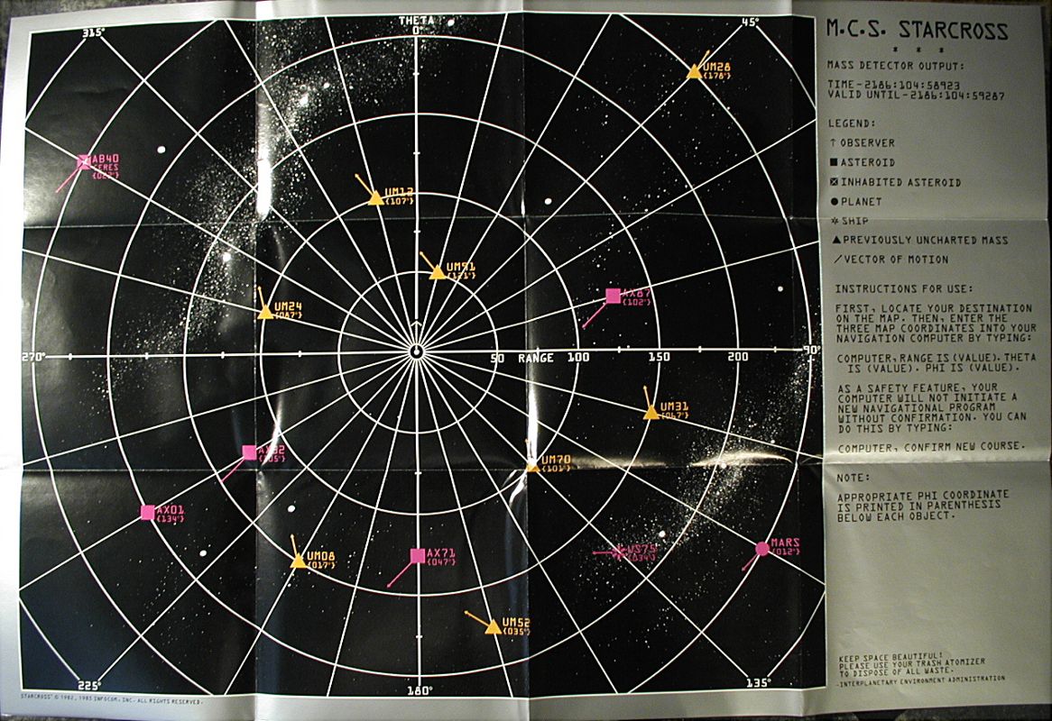 Map for Starcross (Commodore 16, Plus/4)