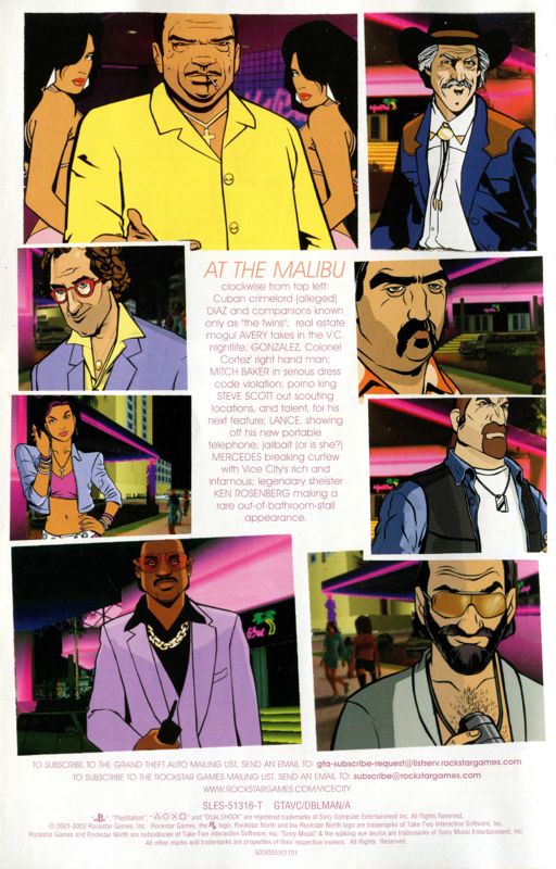 Manual for Grand Theft Auto: Vice City (PlayStation 2): Back