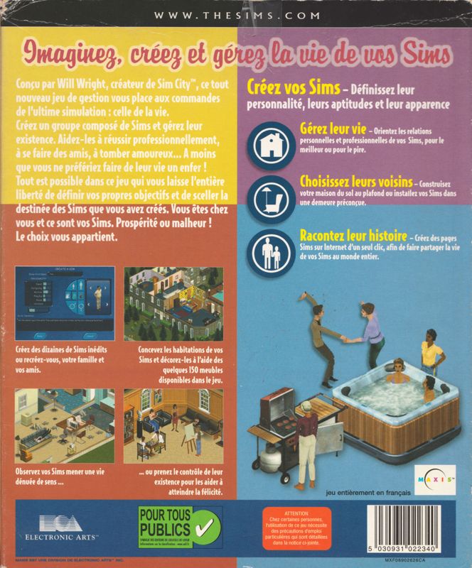 Back Cover for The Sims (Windows)