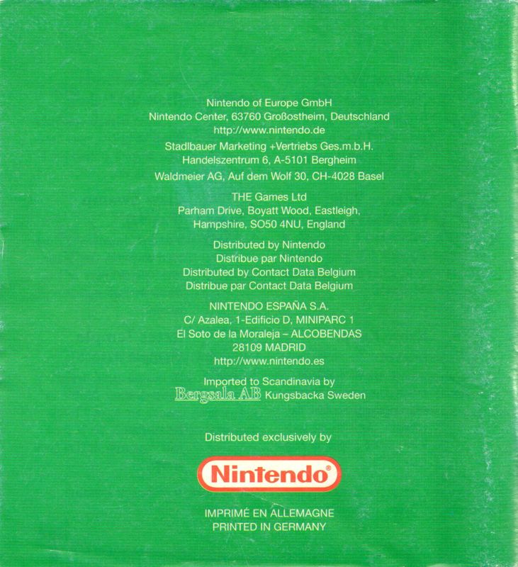 Manual for Conker's Pocket Tales (Game Boy Color): Back