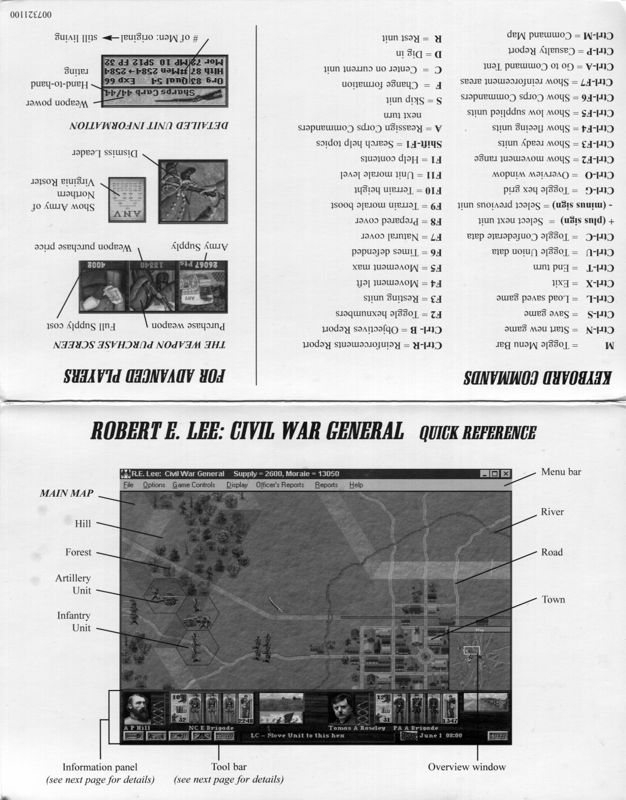 Reference Card for Robert E. Lee: Civil War General (Windows and Windows 3.x): Back / Front