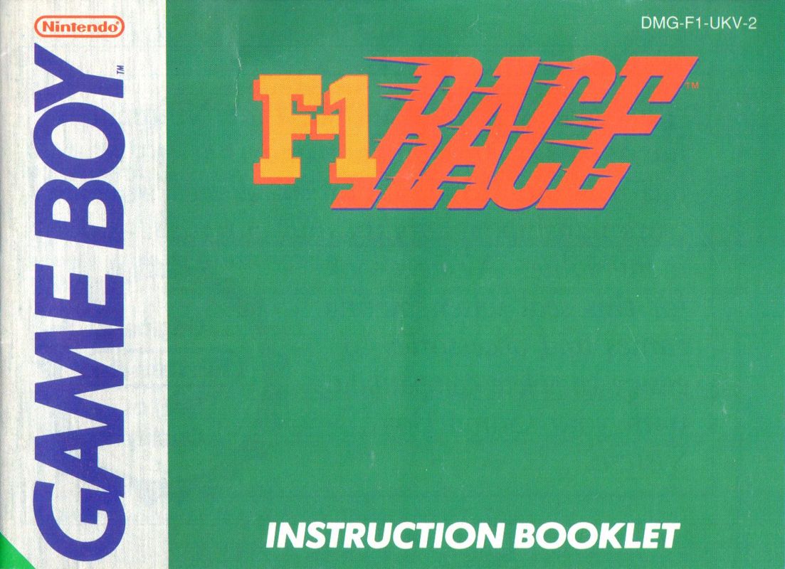 Manual for F-1 Race (Game Boy): Front