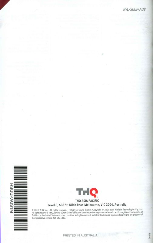 Manual for uDraw Studio: Instant Artist (Wii): Back