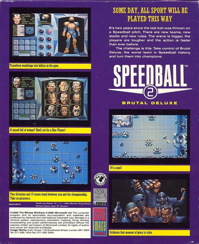 Back Cover for Speedball 2: Brutal Deluxe (Commodore 64)