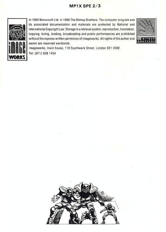 Manual for Speedball 2: Brutal Deluxe (Commodore 64): Coaching Manual Back