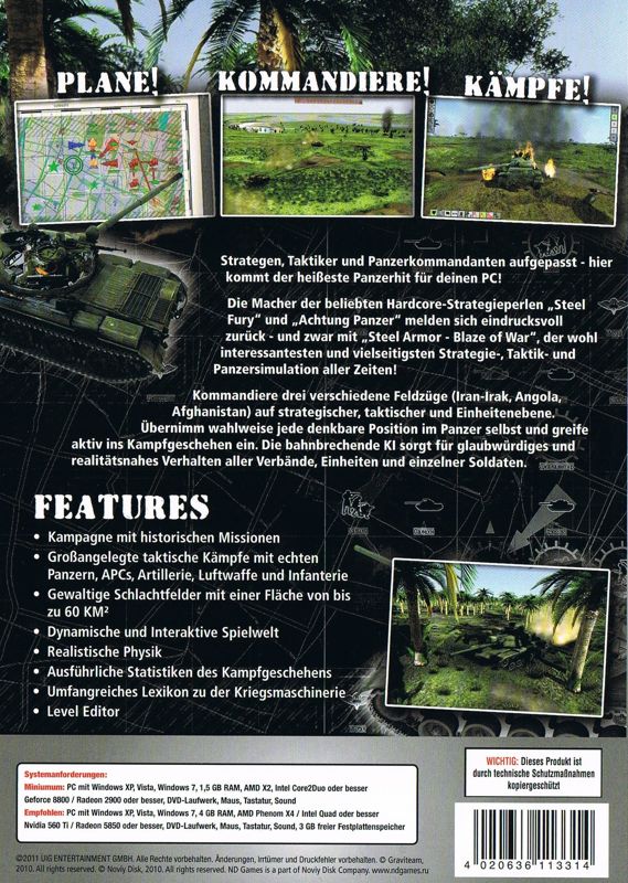 Back Cover for Steel Armor: Blaze of War (Windows) (Play Indie release)