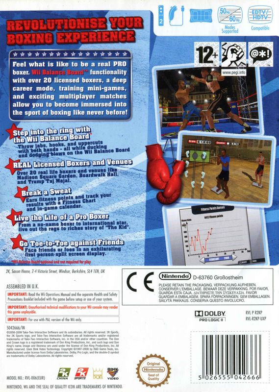 Back Cover for Don King Boxing (Wii)