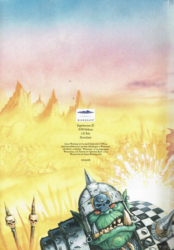 Manual for Warhammer: Shadow of the Horned Rat (Windows and Windows 3.x) (Cash & Carry budget release): Back