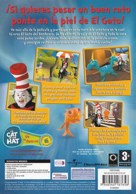 Back Cover for Dr. Seuss' The Cat in the Hat (Windows)