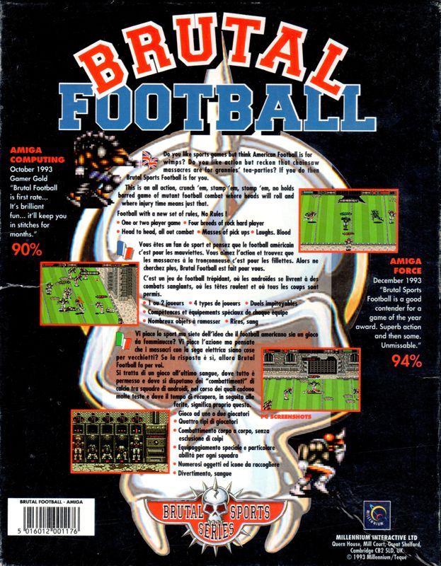 Back Cover for Brutal Sports Football (Amiga)